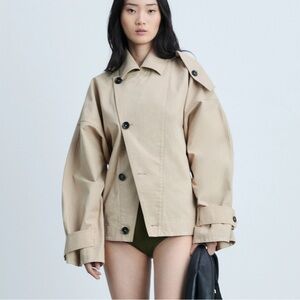 NEW Mango Short Trench Coat Cropped Size M